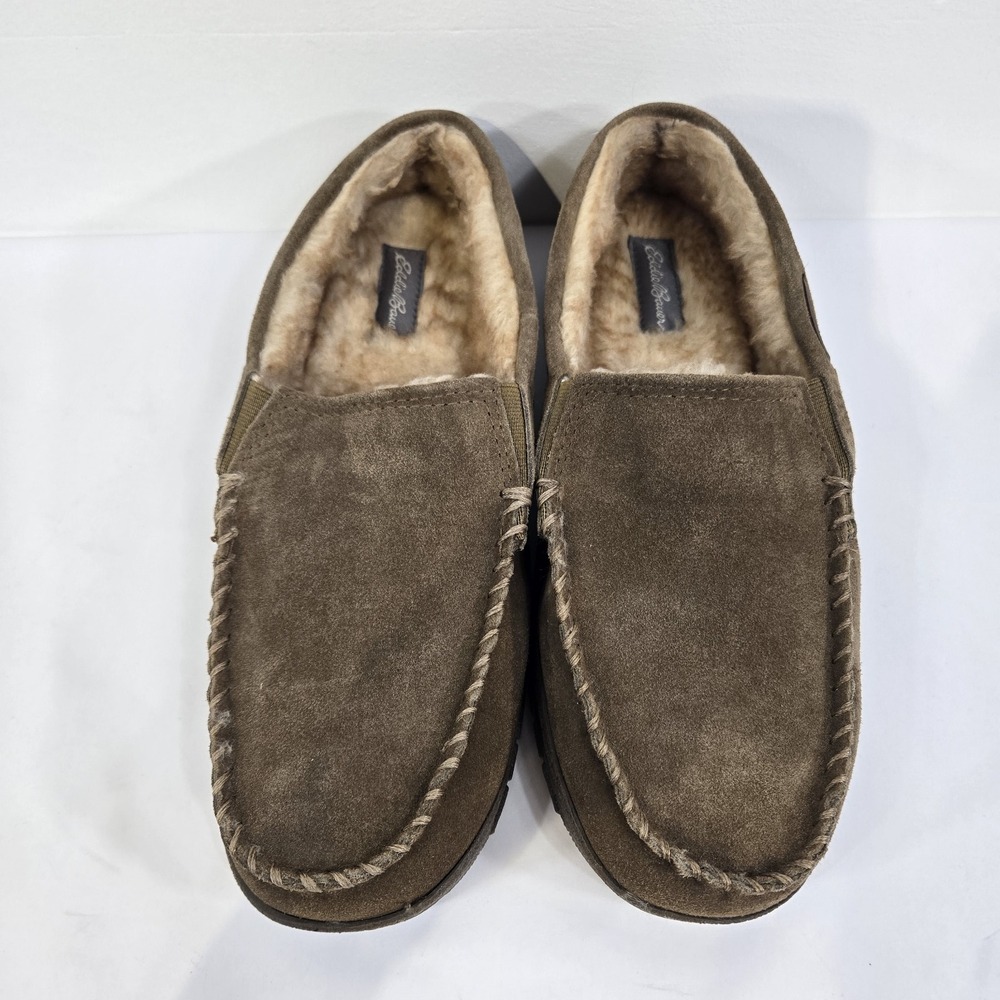 Eddie Bauer Mens Large 9.5-10.5 Westhaven Suede Faux Fur Lining Slippers